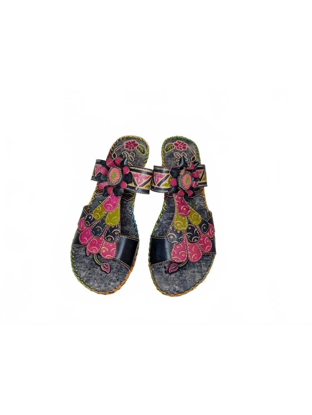 Elite by Corkys Navajo/Jamaica Multicolor Leather Floral Sandals Size 11